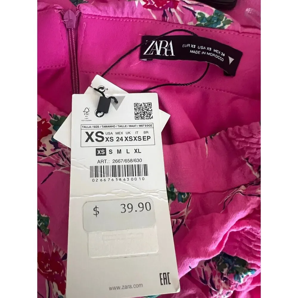 NWT Zara Matching Top + Skirt Set in Pink Floral